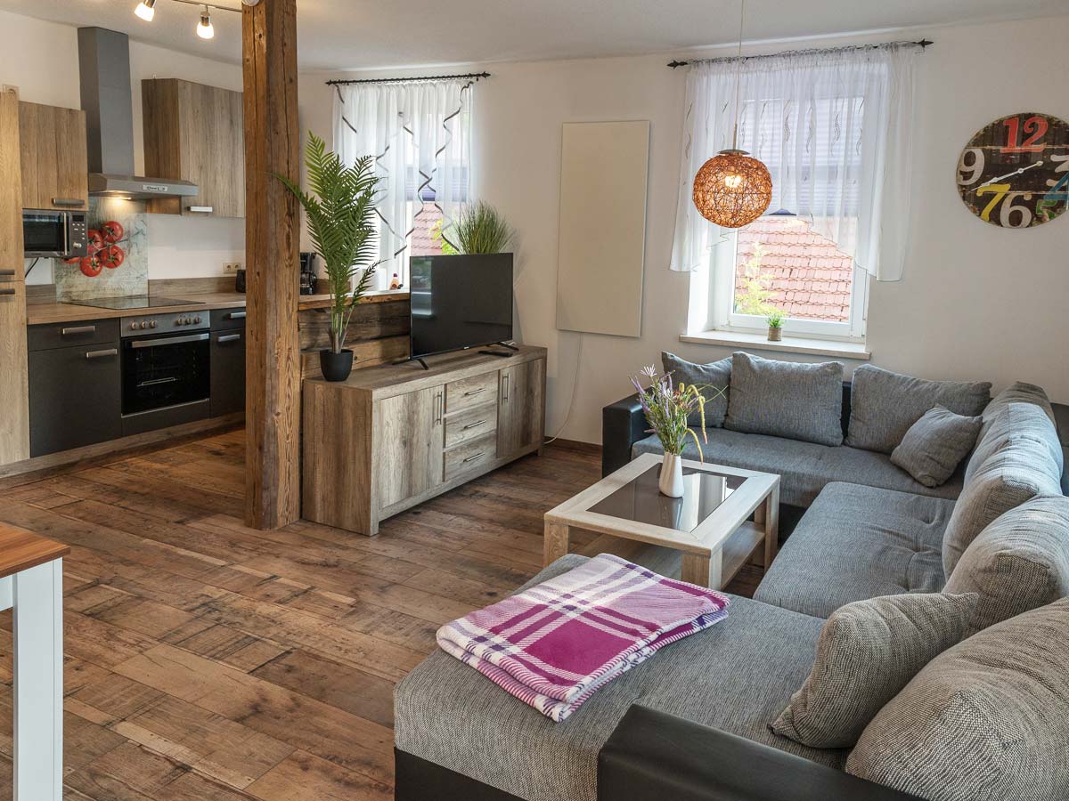 Ferienhaus "Alte Schule" in Reinhardtsdorf - Ferienwohnung 1 - offener Küchen- und Wohnbereich