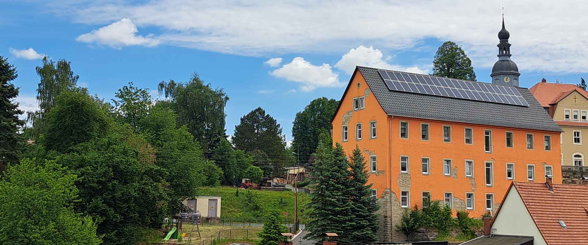 Ferienhaus „Alte Schule“ in Reinhardtsdorf – Panoramabild Ferienhaus "Alte Schule" in Reinhardtsdorf - Panoramabild